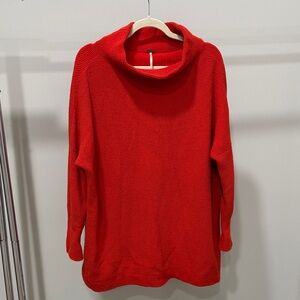 Free People Red Cowl Neck Sweater